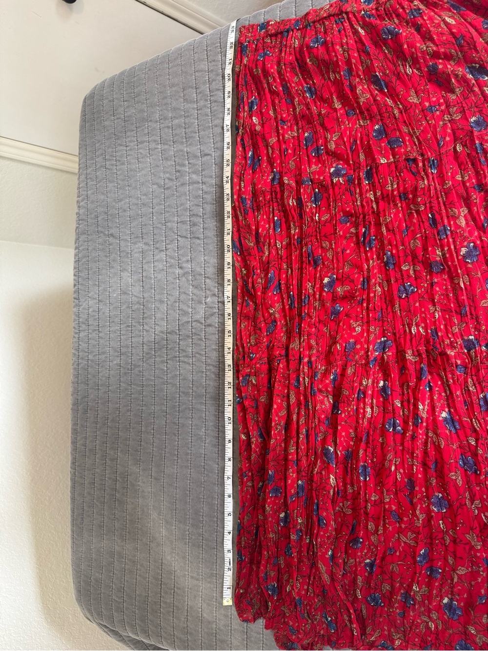 Christopher & Banks Red Floral Pleated Maxi Skirt-BoHo, Whimsical, Fairycore-M - Picture 7 of 8